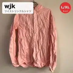 コ 未使用 wjk ダブルジェイケイ twist wrinkle shirt しわ加工 シャツ ピンク L XL 参考価格37400円