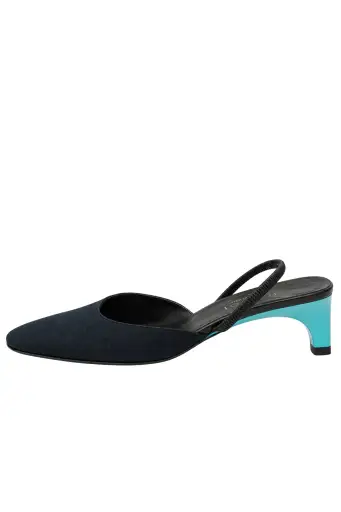Gucci <br> Tom Ford S/S 1999 runway turquoise heel slingbacks