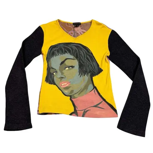 Custo Barcelona Womens Size M y2k Pop Art Graphic Long Sleeve Shirt