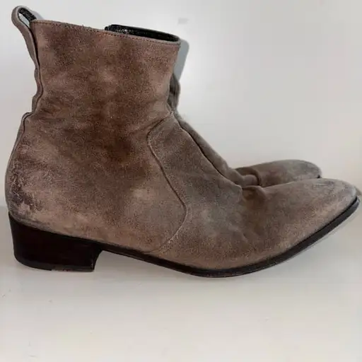 Haider Ackermann Suede Side Zip Ankle Boots 41