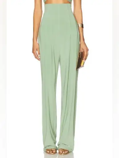 Norma Kamali High Waist Tailored Pleat Pant in Vintage Green NWT
