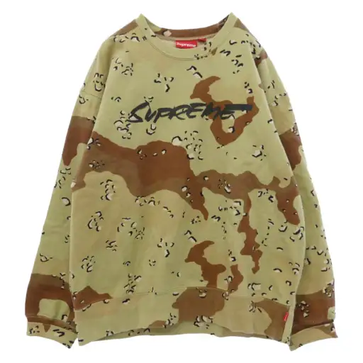 Supreme シュプリーム 20AW Futura Logo Crewneck Sweater フューチュラ ロゴ プリント カモフラージュ 迷彩柄 スウェット カーキ系 ブラウン系 L【中古】