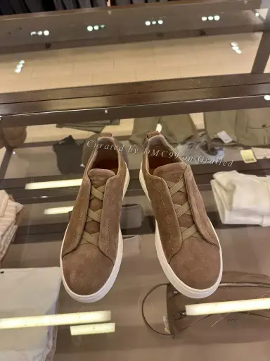Zegna Triple Stitch Brown Slip-On Shoes
