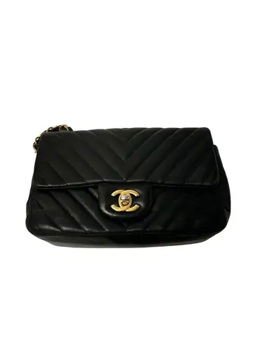 Chanel Mini Rectangular Chevron Schwarz Vintage