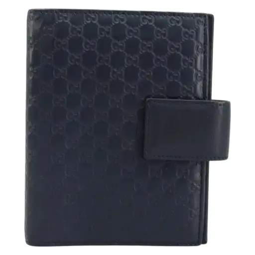 Gucci Ring Agenda Cover Guccissima Leather Navy Leather Briefcase Bag (Pre-Owned)