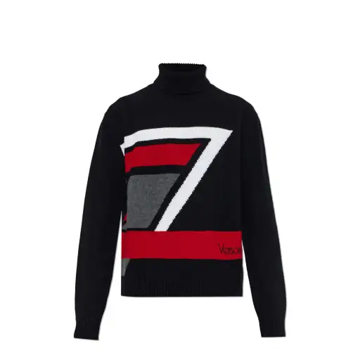 VERSACE Black Wool Turtleneck Sweater New & Authentic (Men's