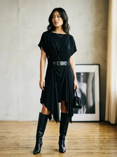 Archival Plein Sud Jeanius Asymmetric Draped Tunic Dress