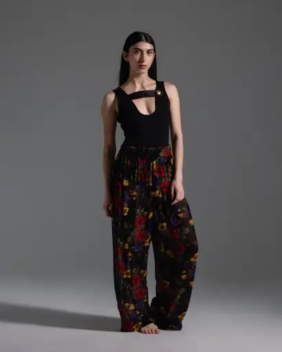 Jean Paul Gaultier Junior Floral Sheer Chiffon Pants