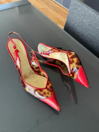 Roberto Cavalli SS2003 PVC Tortoiseshell Slingback Heels 36.5/37