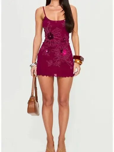Princess Polly Floral Mini Dress in Pink Size L/LX NWT