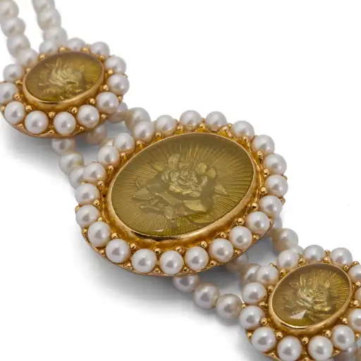 1998 Christian Dior Boutique Pearl and Enamel Rose Necklace
