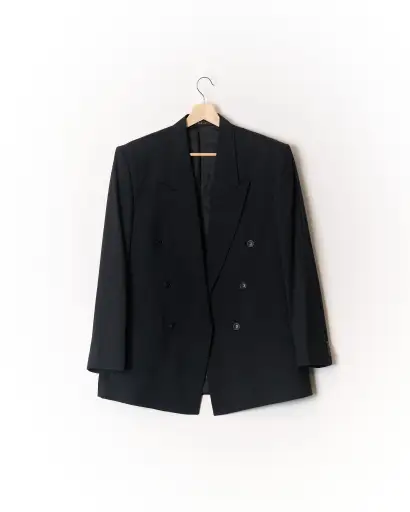 Lanvin Marineblaues Zweireiher-Wollblazer
