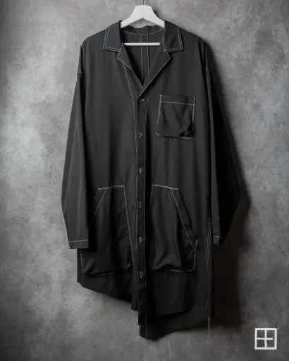 Sulvam SS19 Runway Asymmetric Wool Gabardine Overshirt
