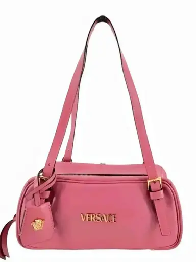 Versace Tag Nappa Bowling Bag Pink Shoulder Bag NWT