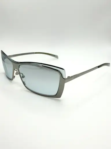 2000s Gucci GG ‘2688/S’ Ice Blue Wraparound Shield Sunglasses