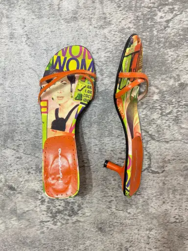 Fornarina Vintage Portrait Print Kitten Heel Canvas 37