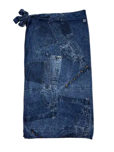 SS00 Trompe L'oeil Denim Wrap-around Pareo Skirt