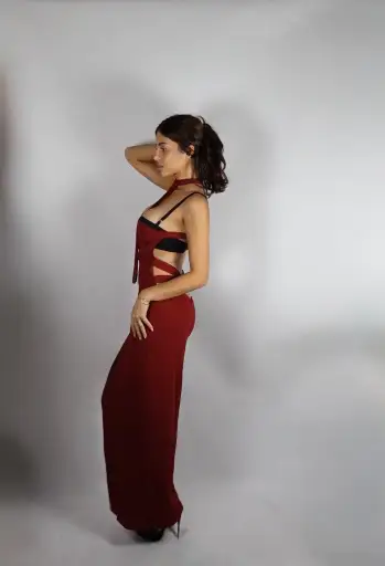 On hold: Dolce & Gabbana burgundy rayon bandage strap backless maxi dress, ss 2001