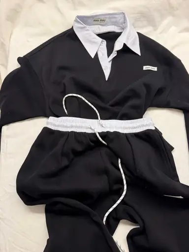 Miu Miu Set Oberteil und Hose schwarz gestreift neu