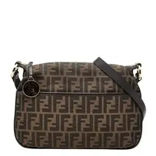 Fendi Zucca Brown Canvas Leather Crossbody Shoulder Bag 8BT190 Women's AB