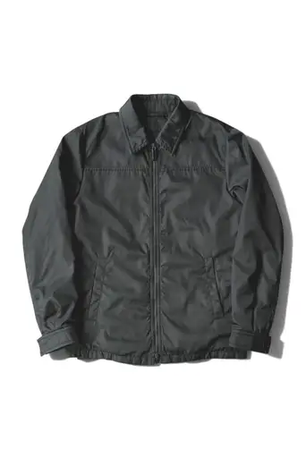 11AW "PRADA UOMO" Dark-Green Color Nylon Double-Zip Padded Short Blouson (Design by Miuccia Prada)