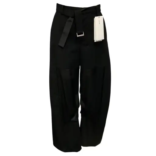 Sacai Black Suiting Wool and Satin Barrel Pants with Belt