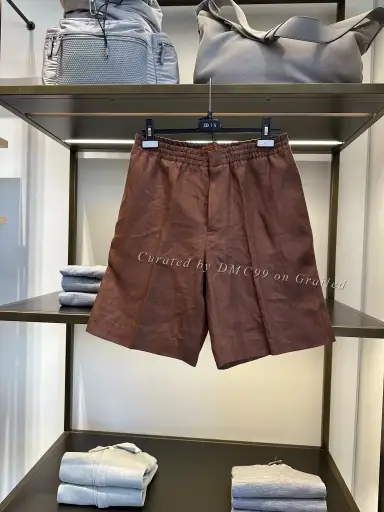 Zegna Deep Brown Linen Casual Shorts