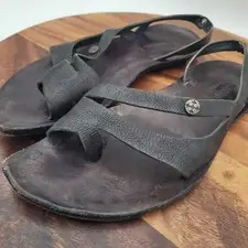 Cydwoq Black Strap Sandals Distressed  Sz EU 41 Natural Handmade Leather