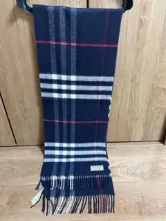 新品未使用 バーバリーマフラーノバチェック　ネイビー カシミヤ100%