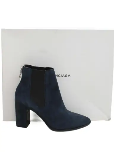Balenciaga Women's Boots UK 4.5 Blue 100% Suede Chelsea