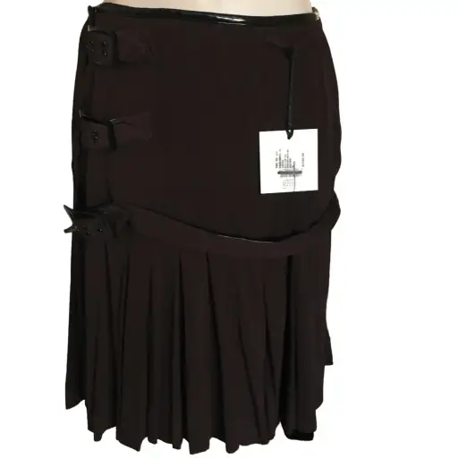 NWT 90's Jean Paul Gaultier Brown, Black kilt skirt Size 4