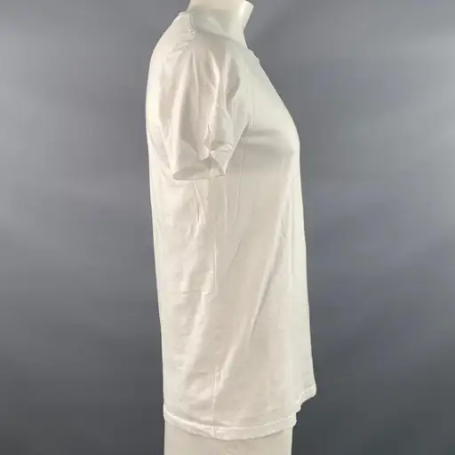 BALMAIN Size XL White Solid Cotton Crew Neck T shirt