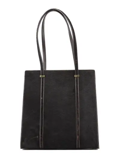 Dark Brown Ponyhair Leather Tote Bag