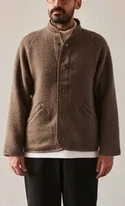 ARPENTEUR France Olive Green/brown Wool Mohair シャツ ジャケット L Fuzzy Outerwear L 海外 即決