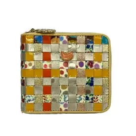 【新着】【中古】TSUMORI CHISATO(ツモリチサト) 2つ折り財布 ダークイエロー×シルバー×マルチ レザー