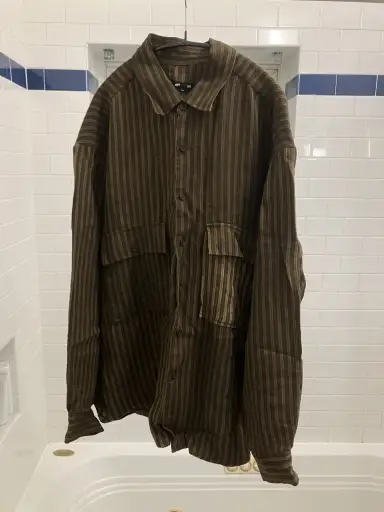 Evan Kinori Yarn Dyed Linen Big Shirt