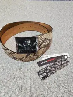 (定価100800)ROENロエンSIRVER925バックルスネークレザーベルト