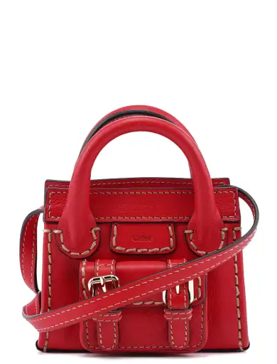 Red Leather Micro Edith Bag