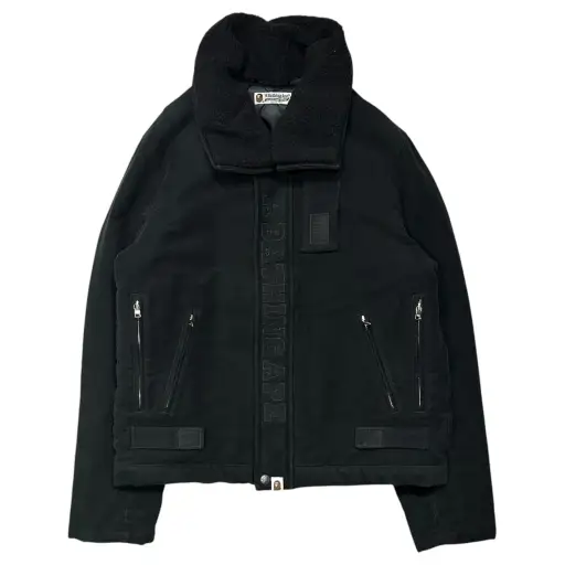A BATHING APE(アベイシングエイプ) Shearling collar flight jacket 襟ボア フライト ジャケット L ブラック