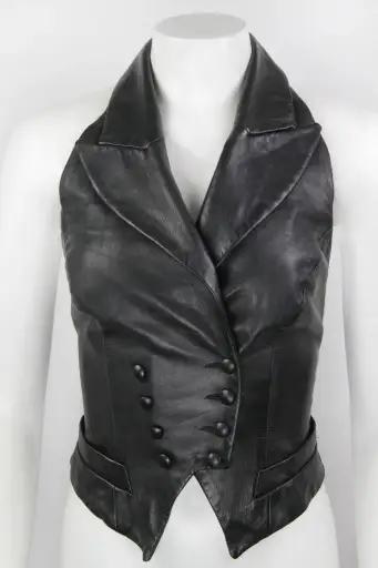 Vintage Y2K Leather backless Plein Sud waistcoat top - M