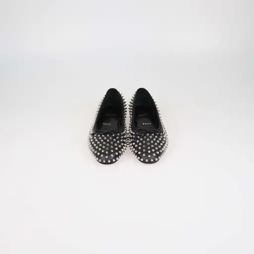 Christian Louboutin Black Leather Spiked Ballet Flats