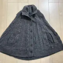 バーバリーロンドン ポンチョ ケープ ケーブルニット グレー