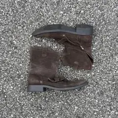 archive suede buckle side zip boots y2k
