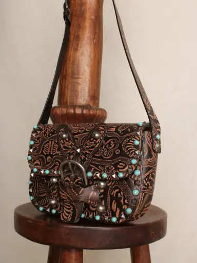 Valentino Tooled Leather Rock Stud Purse