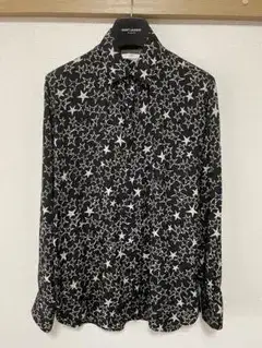 SAINT LAURENT スター柄 長袖シルクシャツ 39