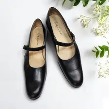 Yohji Yamamoto Hiromu Takahara Black Leather Mary Jane Flats Shoes JPN 3 / US 10