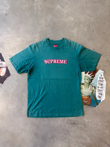 (M) Supreme Floral Logo Tee Teal "FW18"