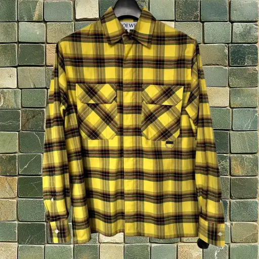 LOEWE Shirt Flannel Check Oversized Madras Plaid 44 Long Sleeve Japan Used Mens
