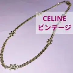 CELINE セリーヌ ネックレス トリオンフ ラインストーン ゴールド