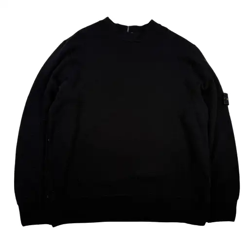 Stone Island 2002 Black Wool Blend Crewneck Jumper - XXL